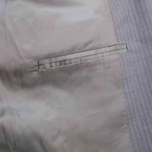 Blazer Jacket Mens Brown Striped Single Breasted Notch Lapel Button Front 52R - Picture 7 of 13